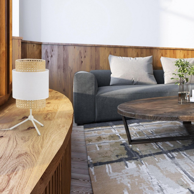 Lampka nocna rattanowa Boho biała | TK Lighting - Stylowe oświetlenie