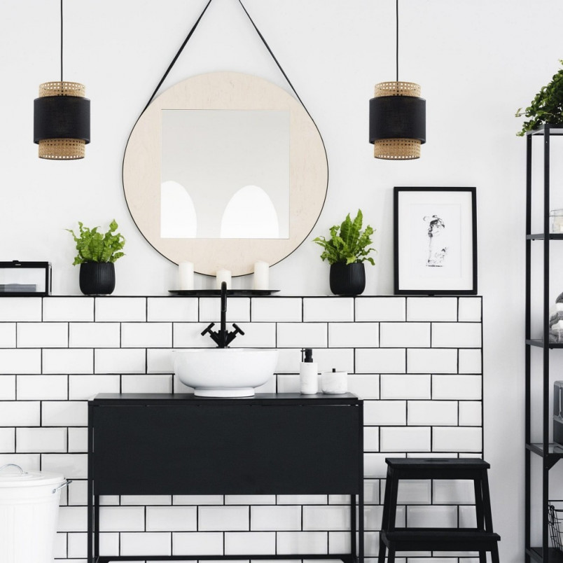 Lampa Wisząca Rattanowa Boho Czarna | TK Lighting