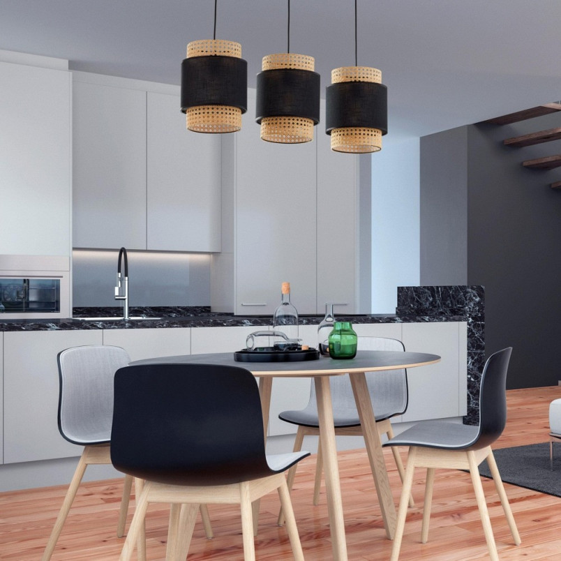 Lampa Wisząca Rattanowa Boho III 80cm Czarna - TK Lighting