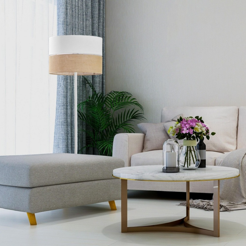Lampa podłogowa boho Linobianco biała | TK Lighting