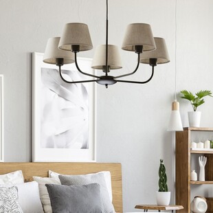 Żyrandol Chicago 5 abażurów beżowo-czarny TK Lighting | Salon