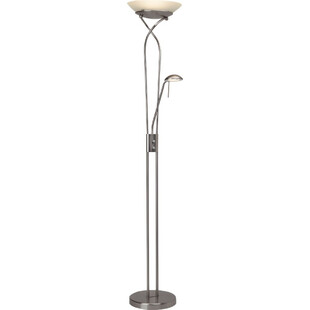 Lampa podłogowa szklana antyczna Ollie Led Satynowy Chrom/Biała marki Brilliant