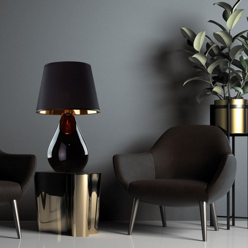 Lampa stołowa szklana czarna Lacrima TK Lighting | Eleganckie oświetlenie