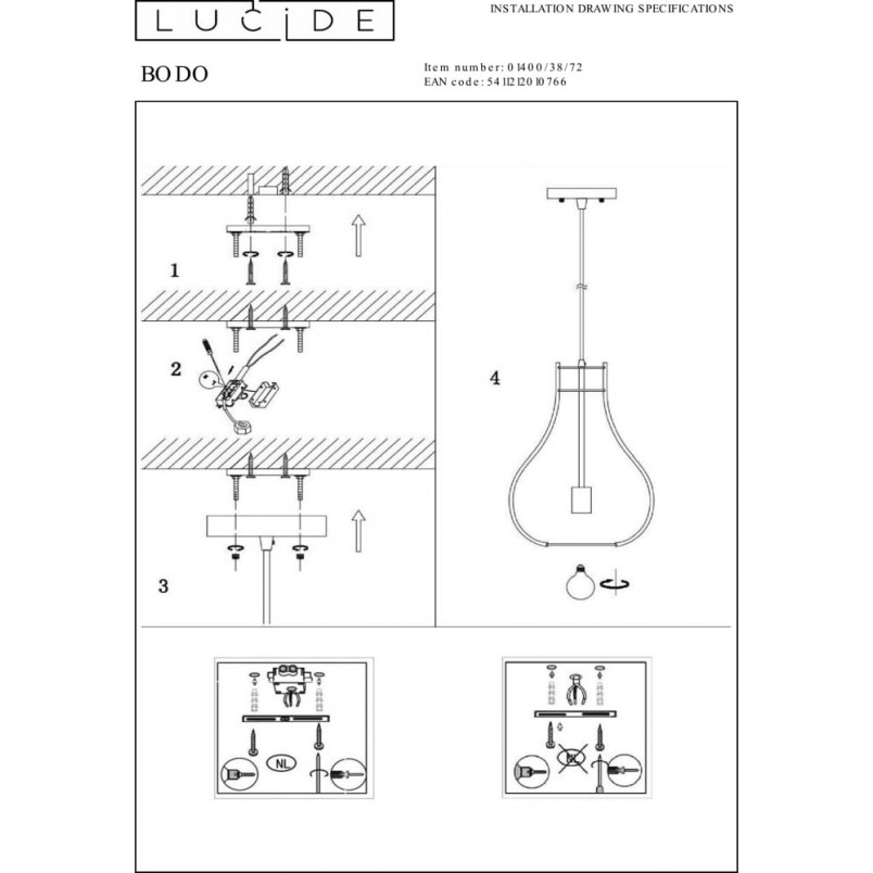 Lampa wisząca drewniana Bodo | Lucide - Skandynawski Design