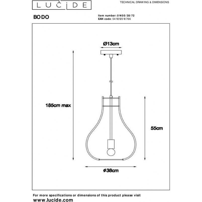Lampa wisząca drewniana Bodo | Lucide - Skandynawski Design