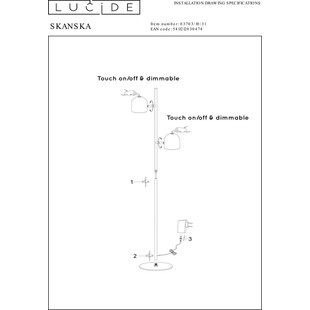 Lampa podłogowa LED biała Lucide Skanska - Nowoczesny design
