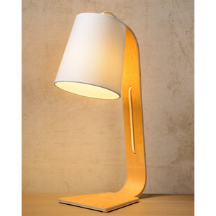 Lampa biurkowa drewniana skandynawska Nordic Biała marki Lucide