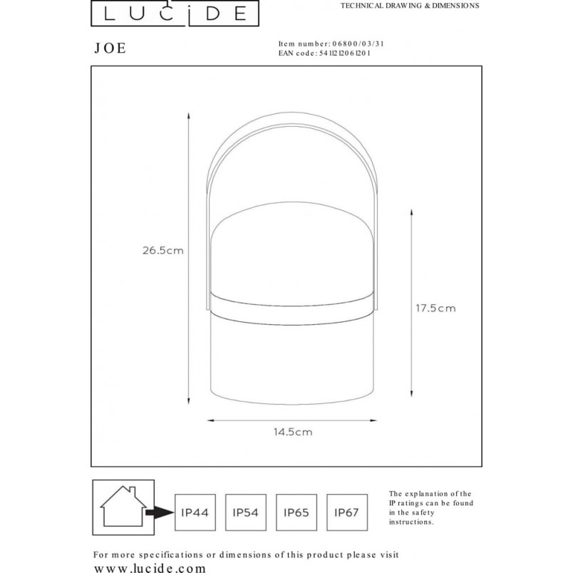 Lampa zewnętrzna LED Joe - Biała Lucide | Ogród i Taras