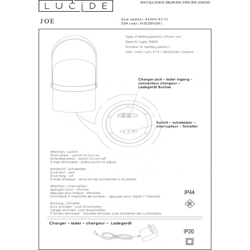Lampa zewnętrzna LED Joe - Biała Lucide | Ogród i Taras