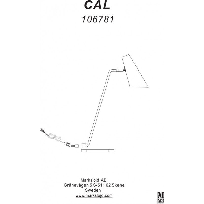 Lampa biurkowa CAL czarna | Markslojd - Skandynawski Design