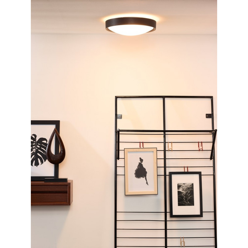 Plafon LED czarny Lucide Lex 33cm - Oświetlenie nowoczesne