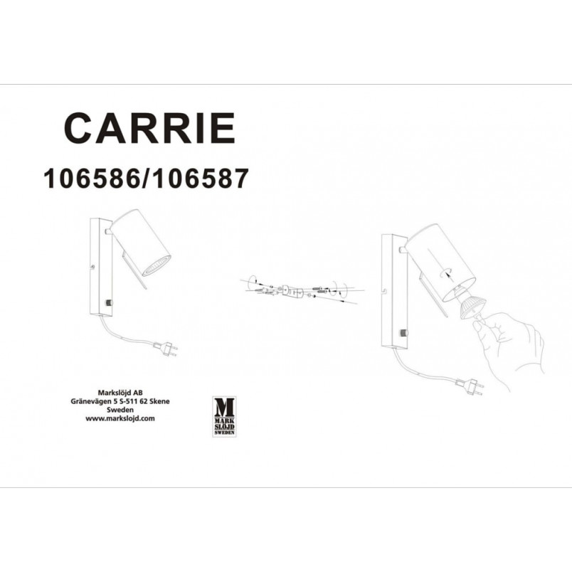 Kinkiet Carrie czarny z włącznikiem - Markslojd | Oświetlenie