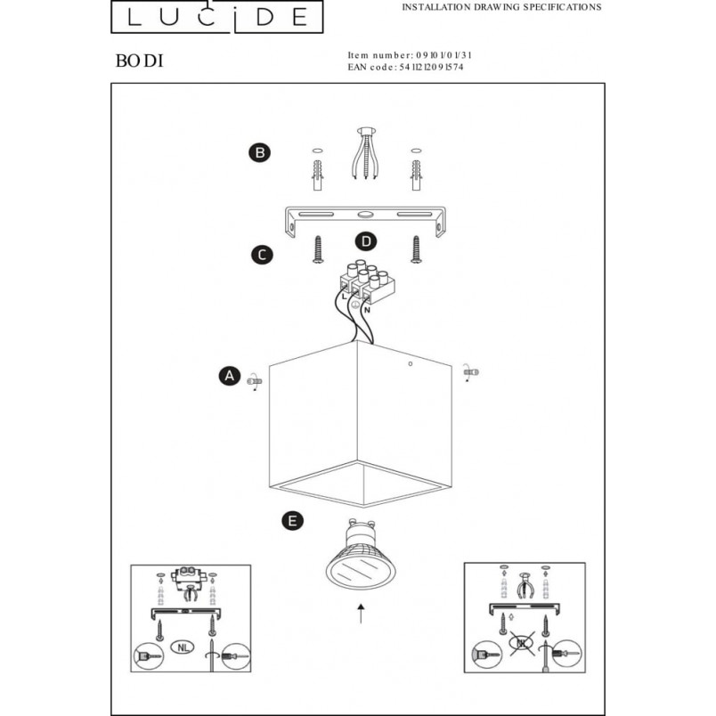 Lampa Spot Bodi Square - Elegancki design Lucide | Kup online