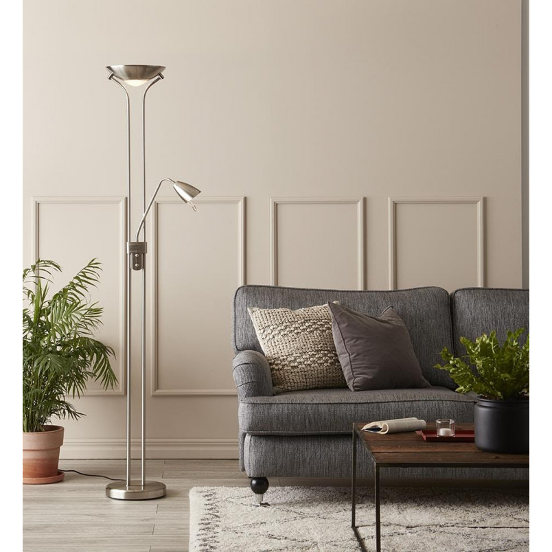 Lampa podłogowa antyczna Detroit | Markslojd - Srebrna, ze ściemniaczem