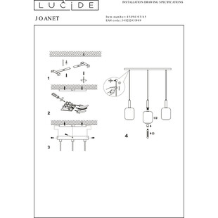 Lampa Wisząca Szkło Dymione Lucide Joanet | 110cm
