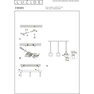 Lampa Wisząca Glamour Firmin III | Lucide - 110cm, Złoto/Opal