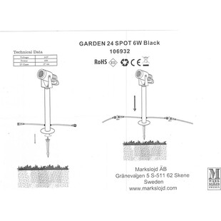 Reflektor LED Garden 24 Czarny - Markslojd | Oświetlenie Ogrodu