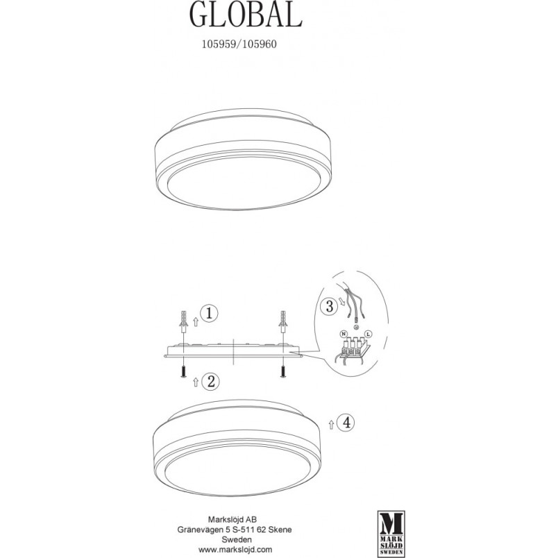 Plafon Global LED biały chrom Markslojd - Oświetlenie łazienkowe