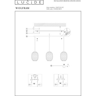 Lampa Wisząca Złota Wolfram | Lucide - Elegancki Design