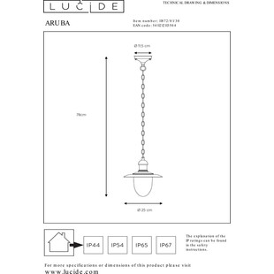 Lampa wisząca retro Aruba czarna | Lucide - Ogród i Taras