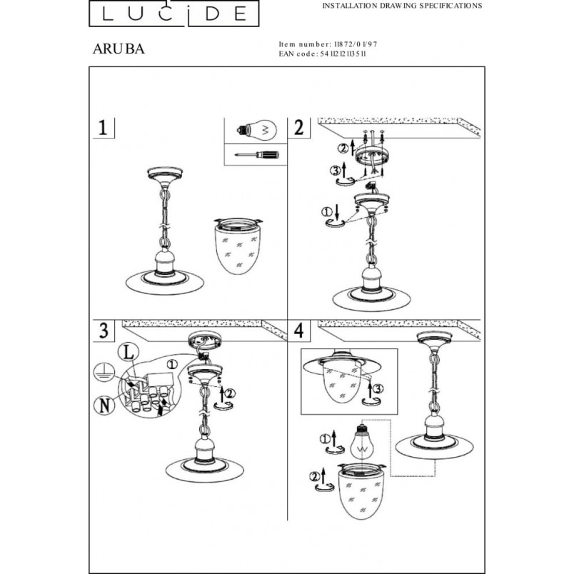 Lampa wisząca zewnętrzna Aruba - Retro Lucide | Ogród