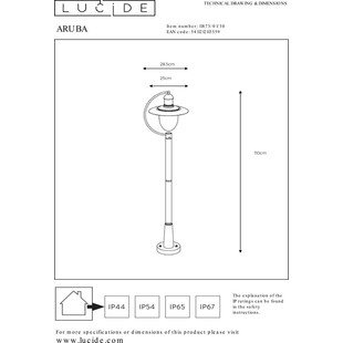 Lampa zewnętrzna retro Aruba | Lucide - 110cm, czarna