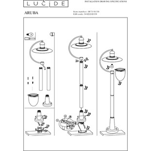 Lampa zewnętrzna retro Aruba | Lucide - 110cm, czarna