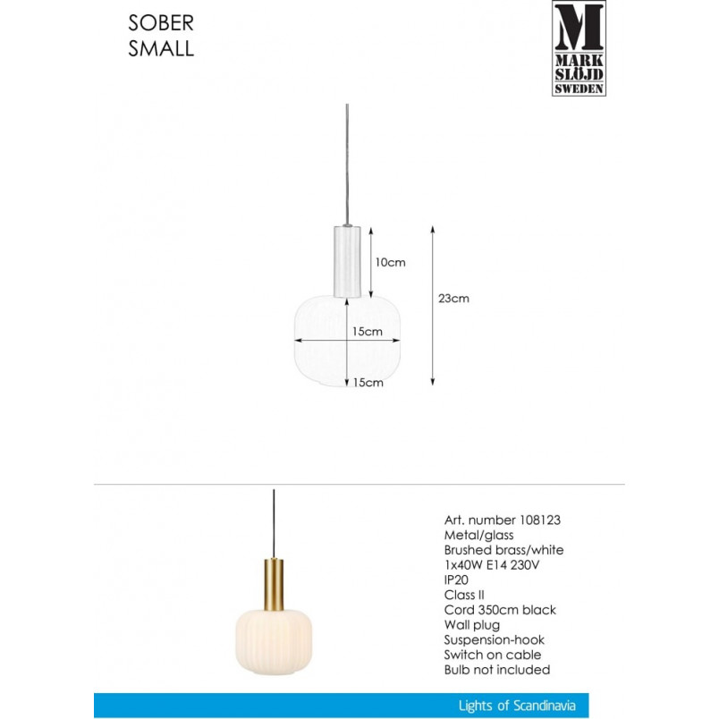 Lampa wisząca Sober biało-mosiężna | Markslojd