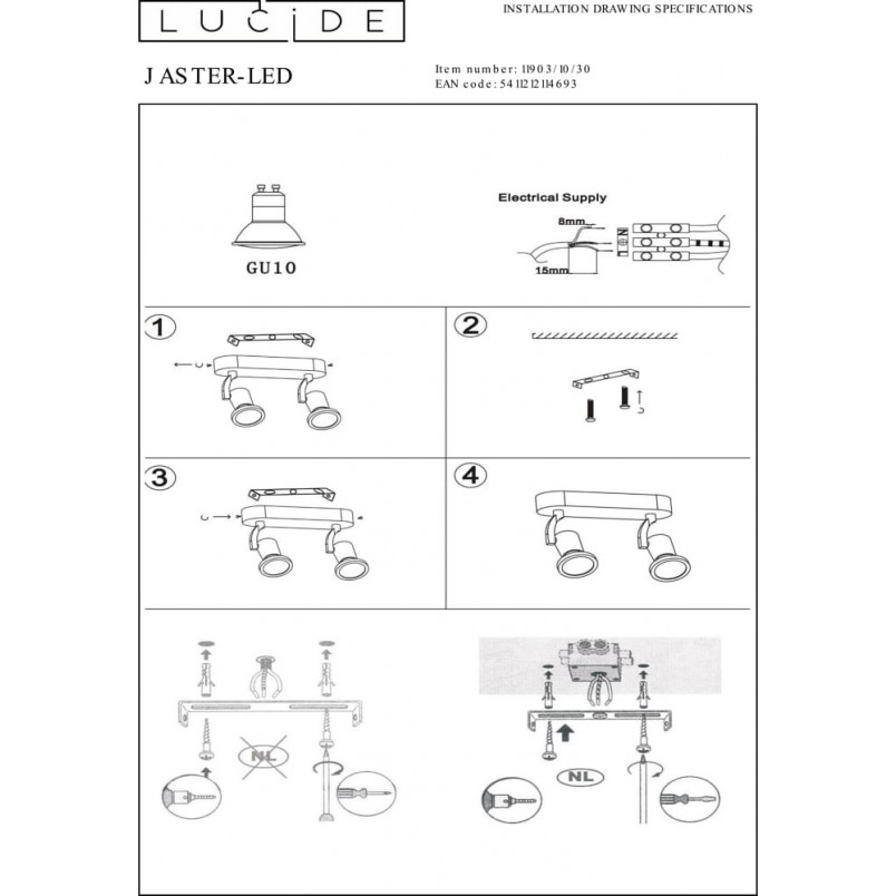 Reflektor sufitowy LED Jaster Focus II - Lucide | Czarny