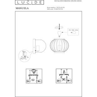 Kinkiet Lucide Manuela czarny | Loftowy design