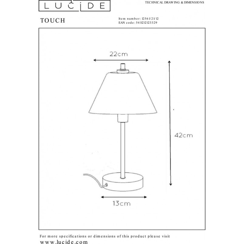 Lampa stołowa antyczna Touch - chrom Lucide | Sklep z lampami