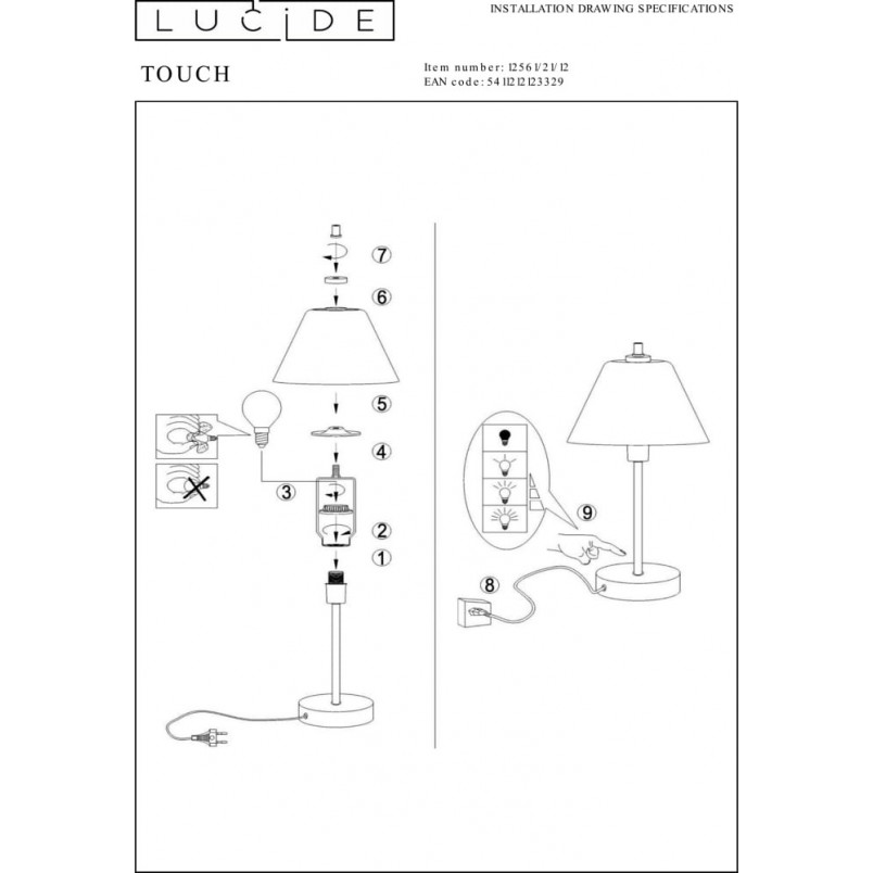 Lampa stołowa antyczna Touch - chrom Lucide | Sklep z lampami