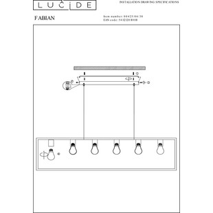 Lampa Wisząca Fabian VI Czarna | Lucide - Loftowa Klatka