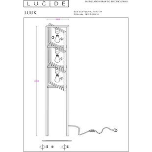 Lampa podłogowa Loft Luuk czarna | Lucide - Nowoczesny Design