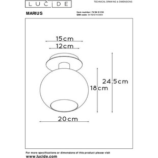 Plafon szklany kula Marius | Lucide | 20cm | Czarny