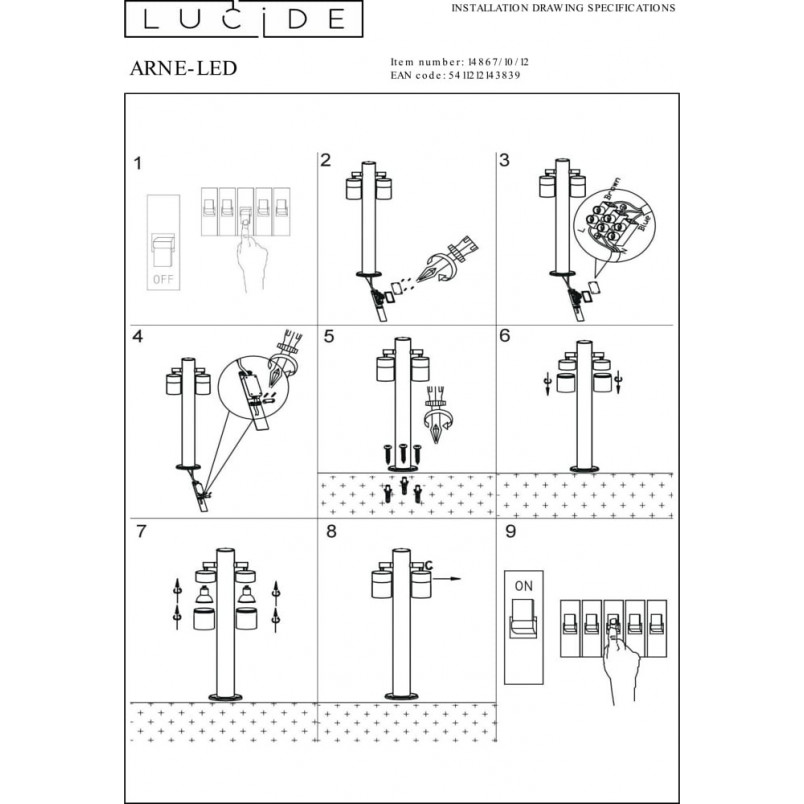 Słupek ogrodowy Arne II LED | Lucide - Oświetlenie