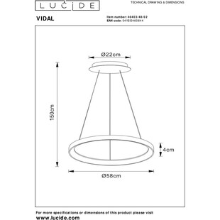 Lampa Wisząca Glamour Vidal LED Złota | Lucide