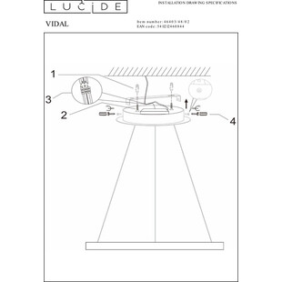 Lampa Wisząca Glamour Vidal LED Złota | Lucide