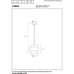 Lampa wisząca Firmin | Szkło opal / mosiądz | Lucide