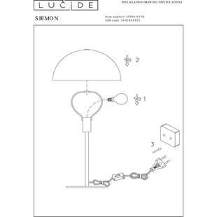 Lampa stołowa Siemon - czarny grzybek Lucide | Kup online