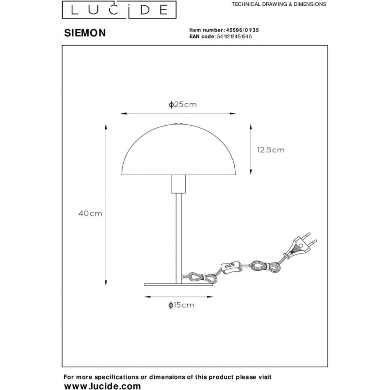 Lampa stołowa "Grzybek" Siemon niebieska Lucide | Kup teraz!