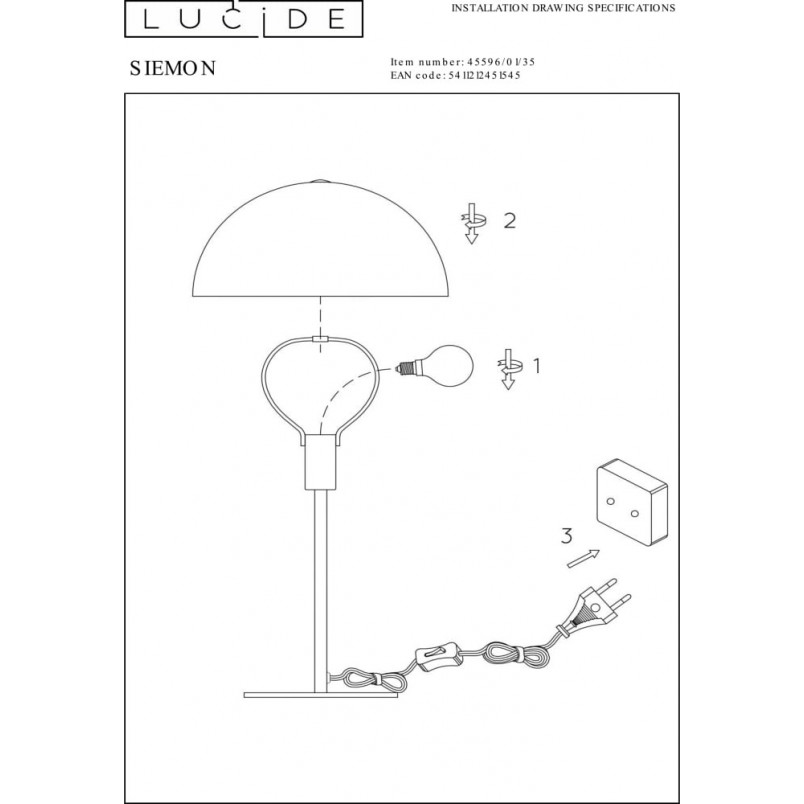 Lampa stołowa "Grzybek" Siemon niebieska Lucide | Kup teraz!