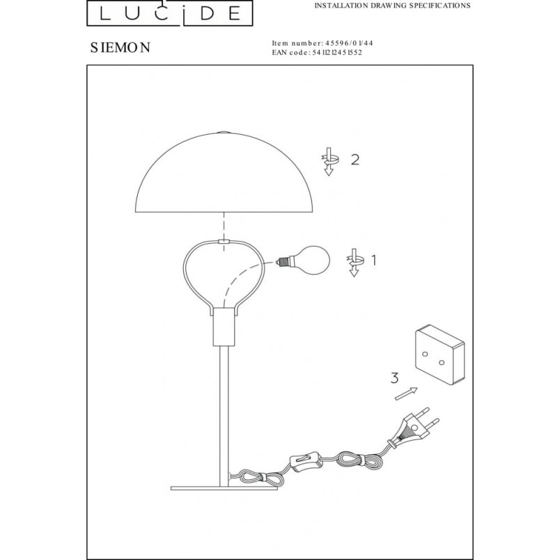 Lampa stołowa "Grzybek" Siemon żółta Lucide | Kup teraz!