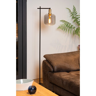 Lampa podłogowa ze szklanym kloszem Joanet szkło dymione/czarny Lucide