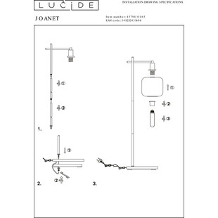 Lampa podłogowa Lucide Joanet - Szkło dymione, styl retro