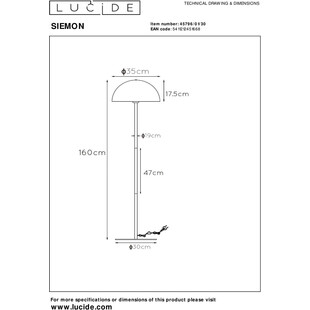 Lampa podłogowa 'Grzybek' Siemon czarna | Lucide - Stylowe Oświetlenie