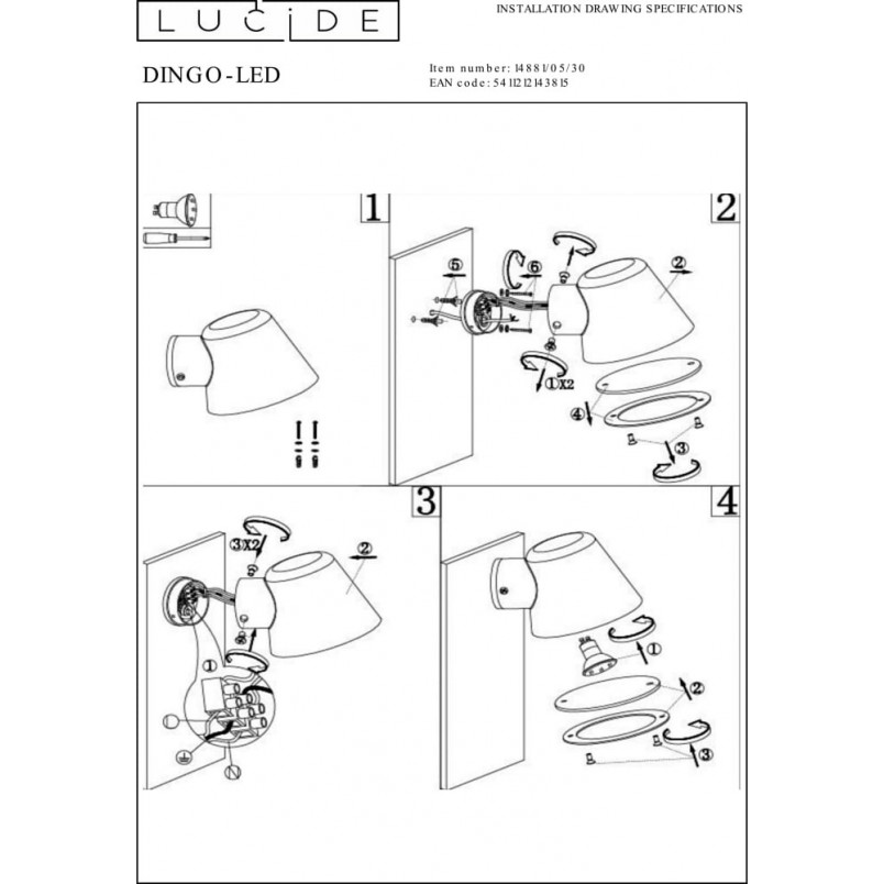 Kinkiet zewnętrzny Dingo 11 LED czarny - Lucide | Oświetlenie Ogrodu