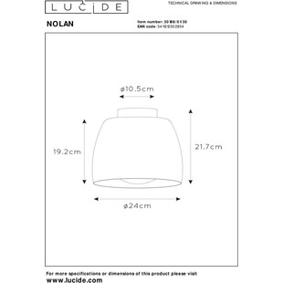 Plafon sufitowy Nolan czarny Lucide | E27