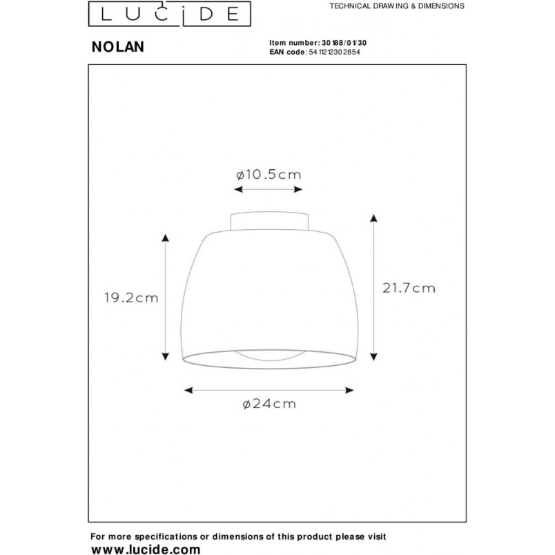 Plafon sufitowy Nolan czarny Lucide | E27