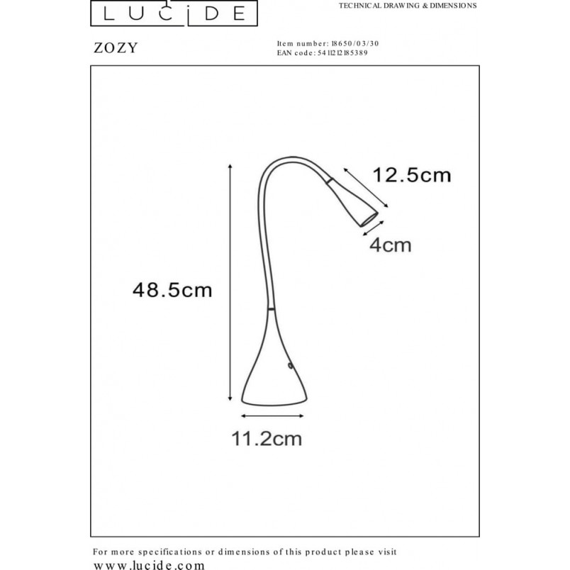 Lampa biurkowa LED czarna Lucide Zozy - Minimalistyczny Design